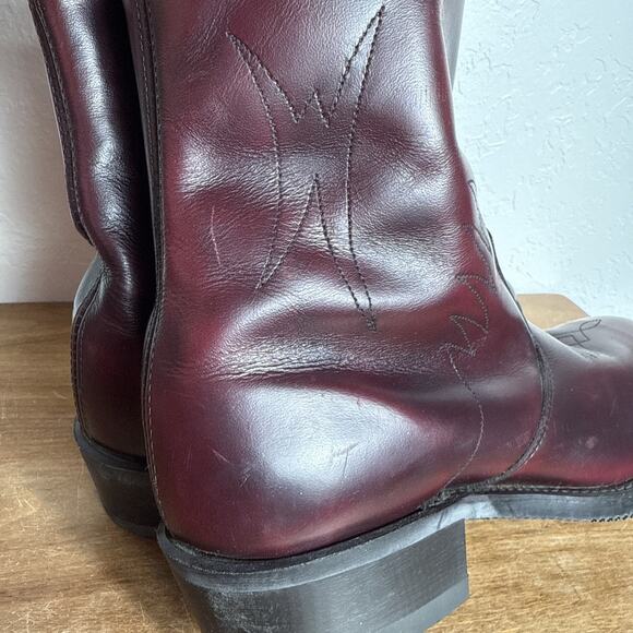 Double-H Zipper Work Boots Men's Size 9.5 EEE WIDE Slip Resistant Soles Burgundy - Picture 4 of 15